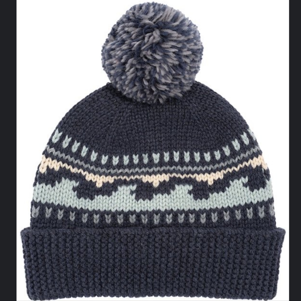 485. Faherty Chunky Knit Sun and Wave Beanie | Color: Slate Blue